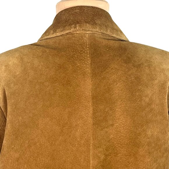 Bernardo Camel Brown Suede Trench Coat S Barn Oversized Washable Western Boho - Picture 7 of 14
